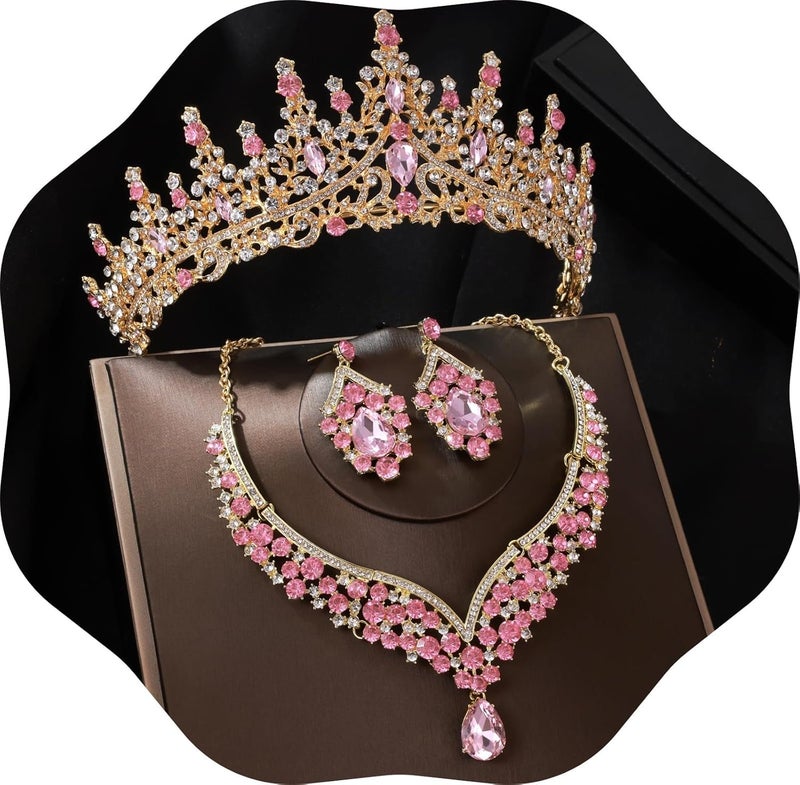 Kamirola Tiaras and Crowns for Women,Tiaras Earrings Necklace, Crystal Bridal Jewelry Set, Costume Party Halloween Prom Pageant Jewelry for Women (TR28) - Image 1